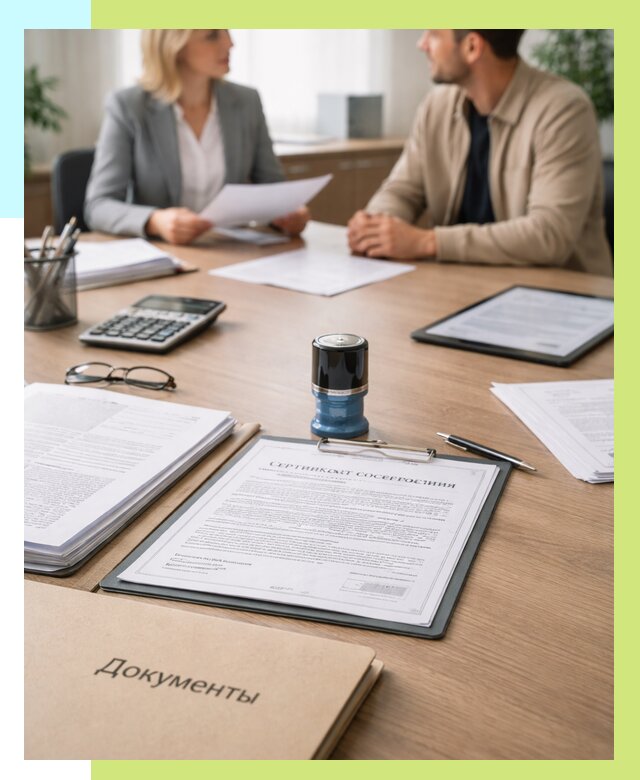 Сертификат соответствия на продукцию в Ишиме от 15590 р.|Алешин-Шм